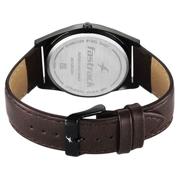 Fastrack Gelato Black leather strap watch with Chocolate dial for Guys