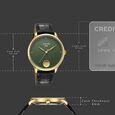 Sonata Sonata Gold Quartz Analog Sacred Forest Green With Gold Coin Dial Black Leather Strap Watch For Men - image number 3