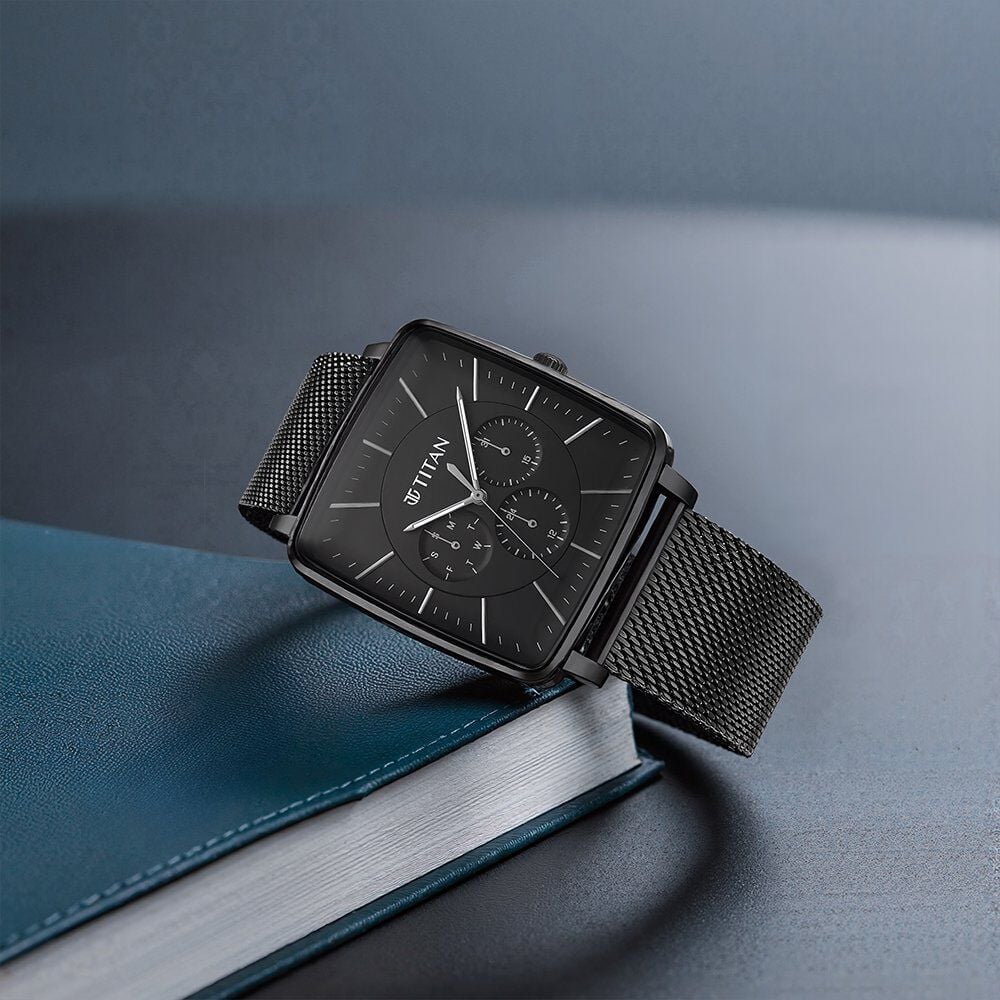 Titan Avant Garde Black Dial Quartz Multifunction Stainless Steel Strap watch for Men-image-46