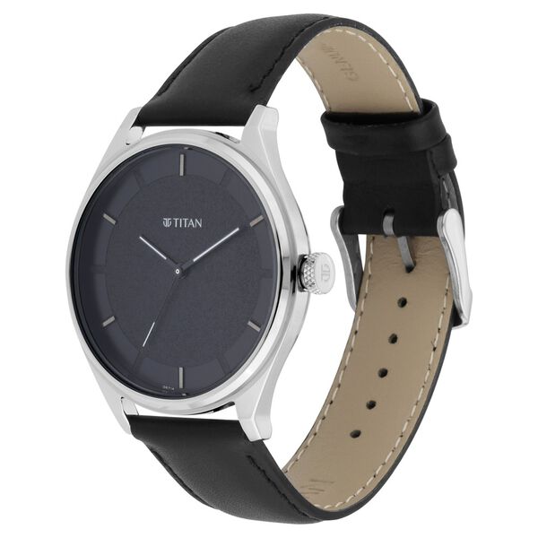 Titan Workwear Quartz Analog Black Dial Black Leather Strap Watch For Men - image number 2