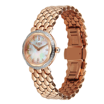 Titan Raga Paris, with Love  Analog White Mosaic Pattern Mother of Pearl Dial Red Stainless Steel Strap Watch For Women