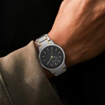 Titan Quartz Analog with Day and Date Black Dial Metal Strap Watch for Men