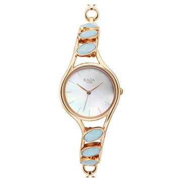 Titan Raga New You Quartz Analog Mother Of Pearl Dial Blue Chalcedony stone strap Watch for Women