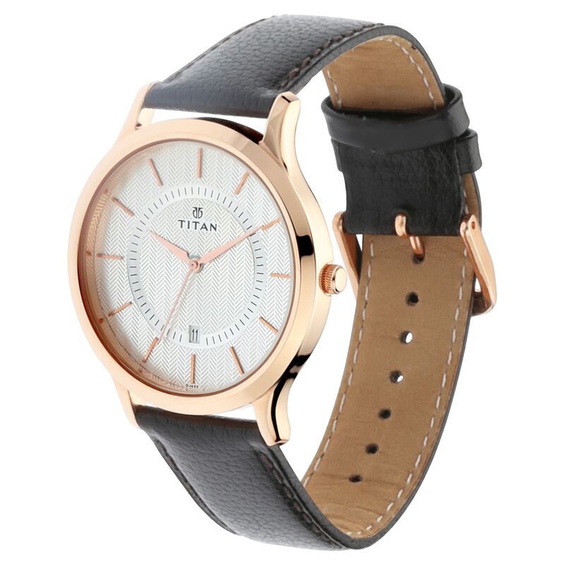 Titan Analog with Date Silver Dial Quartz Leather Strap watch for Men - image number 2