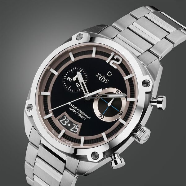 Xylys Swiss Chronograph Silver Stainless Steel Strap Blue Dial Watch For Men - image number 1