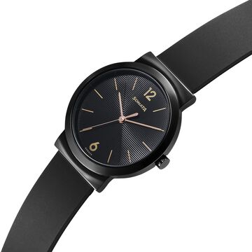 Sonata Essentials Black Dial Polyurethane Strap Watch for Women