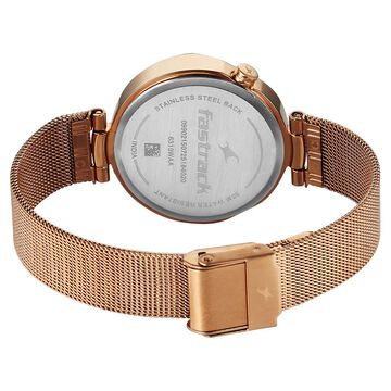 Fastrack Tick Tock Quartz Multifunction Pink Dial Stainless Steel Strap Watch For Girls