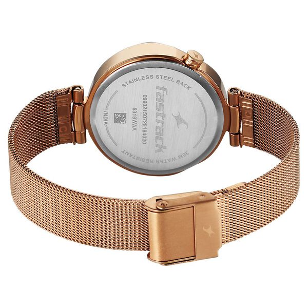 Fastrack Tick Tock Quartz Multifunction Pink Dial Stainless Steel Strap Watch For Girls - image number 4