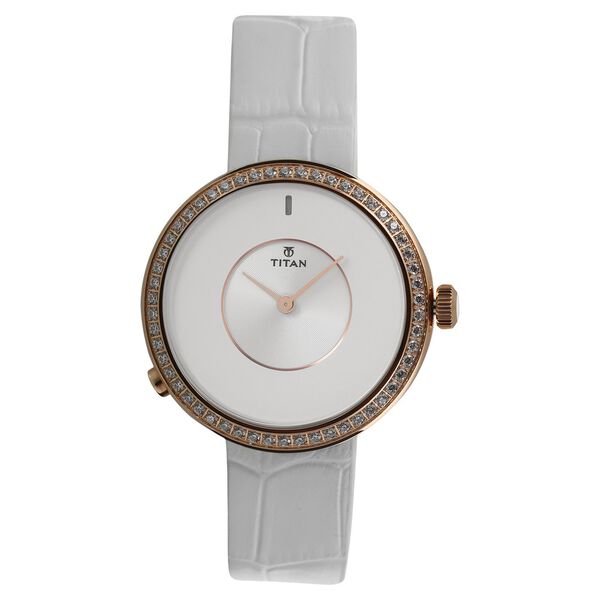 Titan We Silver Dial Women Watch With Leather Strap - image number 0