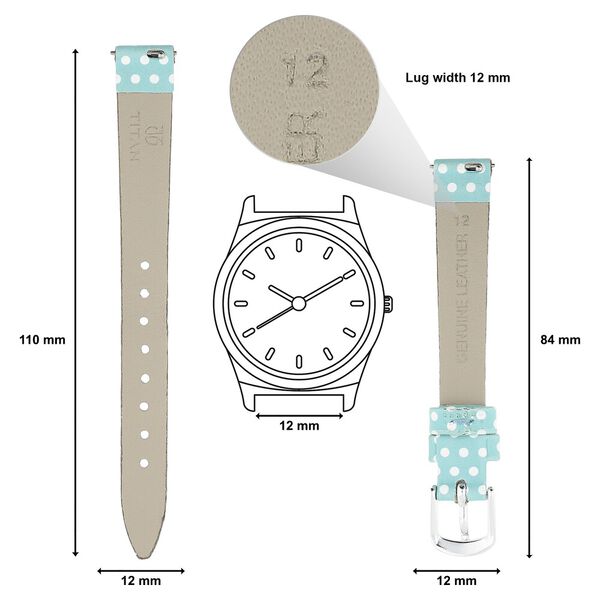 12 mm Blue Genuine Leather Strap for Women - image number 1