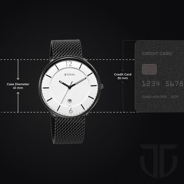 Titan Minimals White Analog with Date Stainless Steel Strap watch for Men - image number 2
