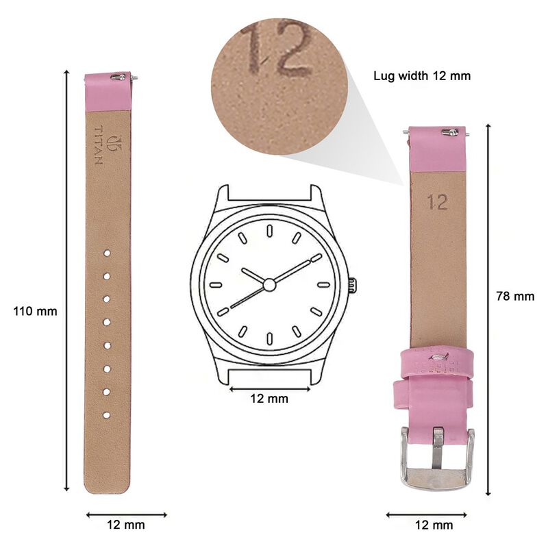 12 mm Pink Genuine Leather Strap for Women - image number 1