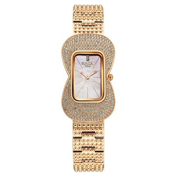 Titan Raga Glimmers Quartz Analog Pink Mother Of Pearl Dial Rose Gold Metal Strap Watch For Women