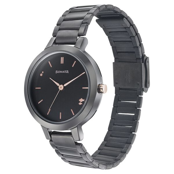 Sonata Play Anthracite Dial Women Watch With Stainless Steel Strap - image number 1