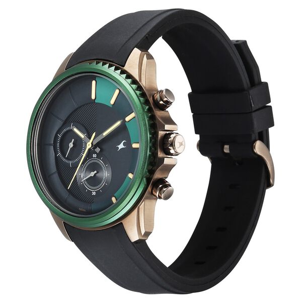 Fastrack Wild Quartz Chronograph Two Toned Dial Black Silicone Strap Watch For Guys - image number 5