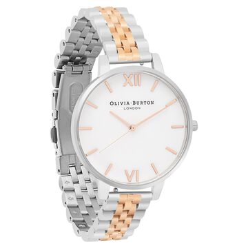 Olivia Burton Quartz Analog Mother of Pearl Dial Stainless Steel Strap Watch for Women
