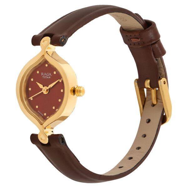 Titan Quartz Analog Red Dial Leather Strap Watch for Women - image number 1