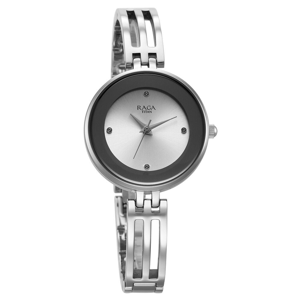 Buy Online Titan Raga Showstopper Quartz Analog Silver Dial Metal Strap Watch for Women 95264sm01 Titan