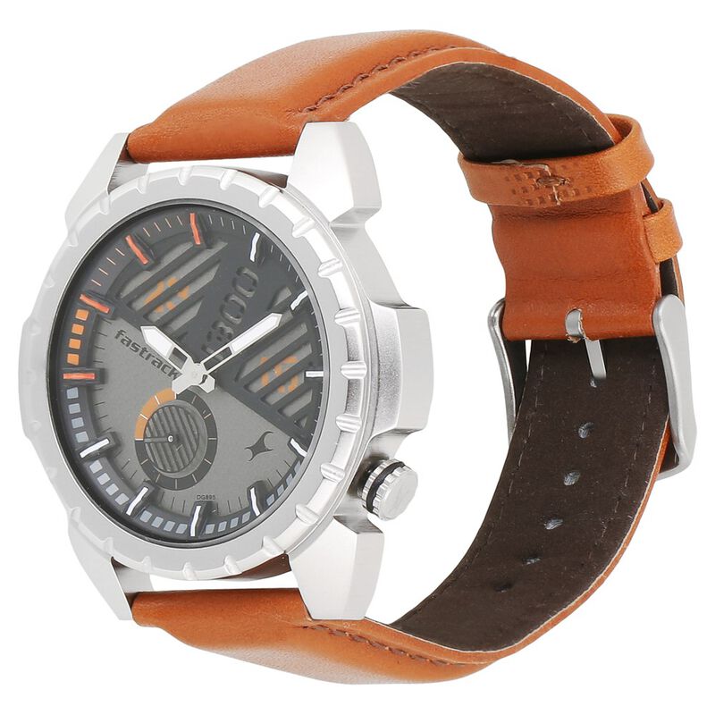 Fastrack Loopholes Quartz Analog Grey Dial Leather Strap Watch for Guys - image number 1