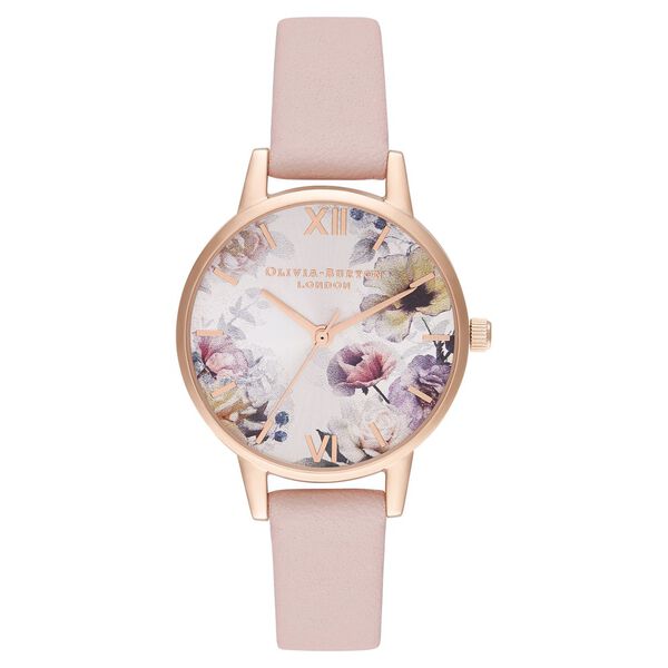 Olivia Burton Quartz Analog Pink Dial Leather Strap Watch for Women - image number 0