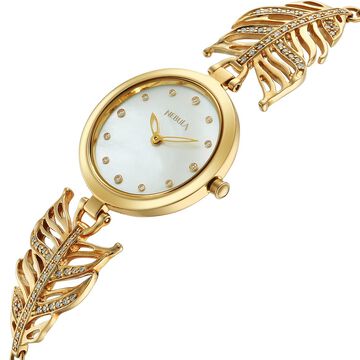 Titan Nebula Ashvi 18 KT Gold Quartz Analog White Mother Of Pearl Dial 18KT Gold Bracelet Watch For Women