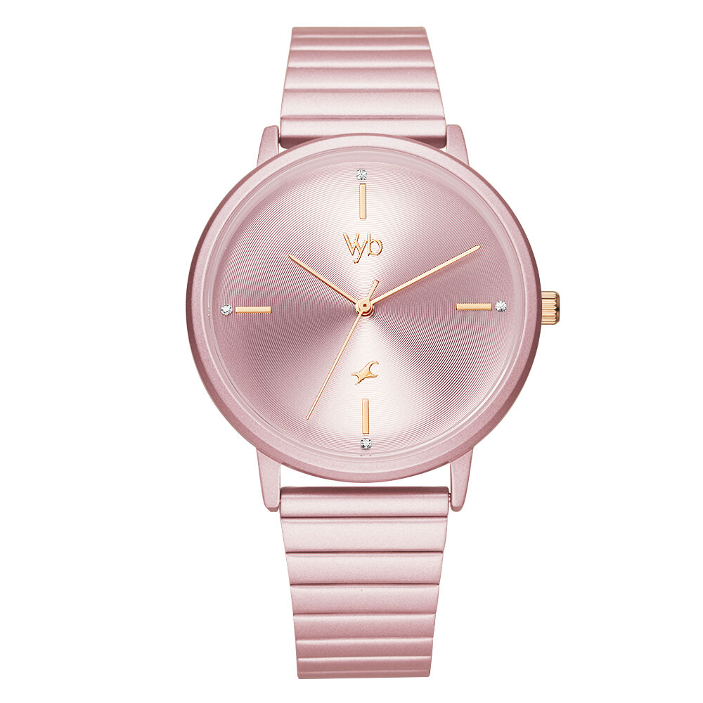 Buy Online Vyb by Fastrack Quartz Analog Pink Dial Stainless Steel