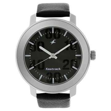 Fastrack Quartz Analog Grey Dial Leather Strap Watch for Guys