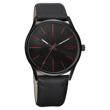 Poze by Sonata Quartz Analog Black Dial PU Leather Strap Watch for Men