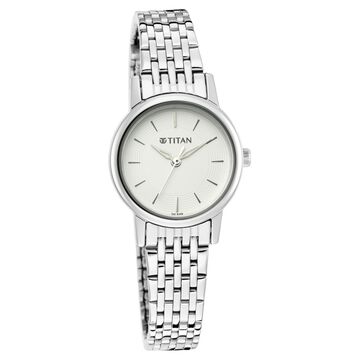 Titan Quartz Analog Silver Dial Metal Strap Watch for Women
