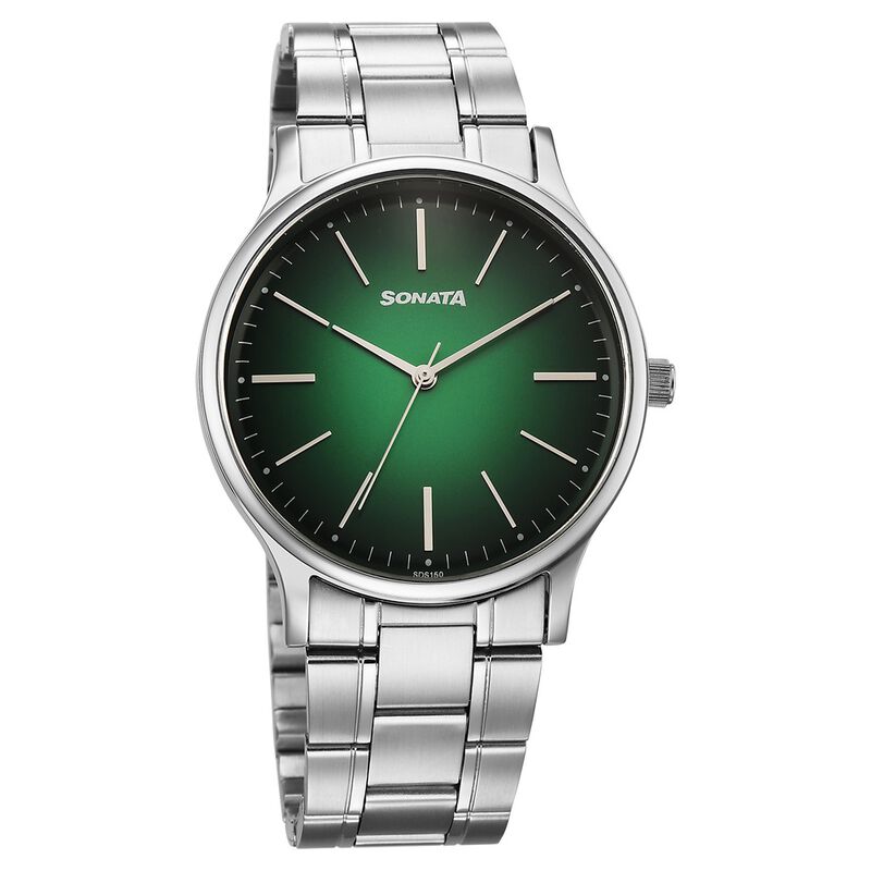 Sonata Aspire Quartz Analog Green Dial Stainless Steel Strap Watch For Men
