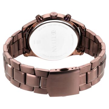 Titan Neo Splash Quartz Multifunction Black Dial Stainless Steel Strap Watch for Men - 42 mm Case Size - Medium Dial