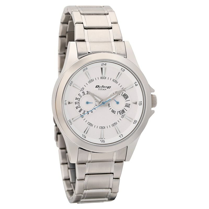 Titan Multifunction Silver Dial Silver Stainless Steel Strap Watch For Men