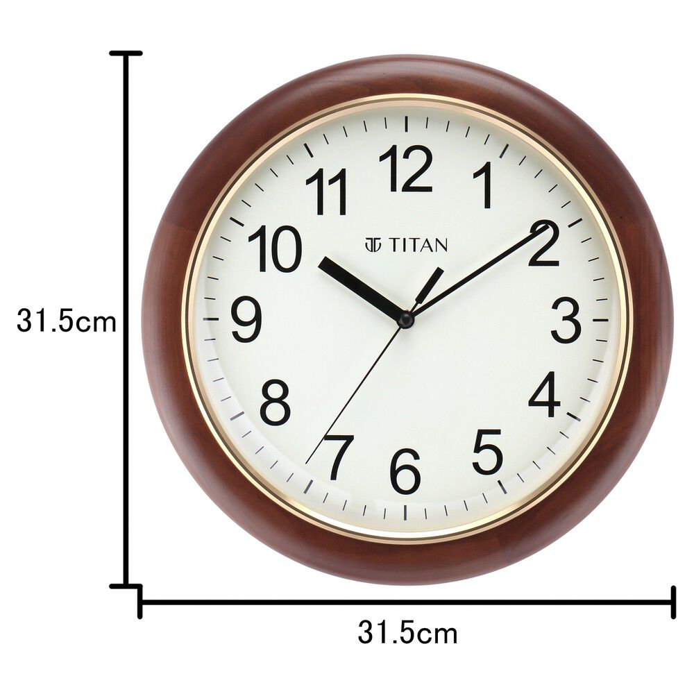 Buy Online Titan White Dial Brown Color Silent Sweep Technology 31.5 cm x 31.5 cm Medium nsw0053wa01 Titan