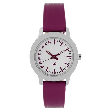 Fastrack Quartz Analog White Dial Leather Strap Watch for Girls