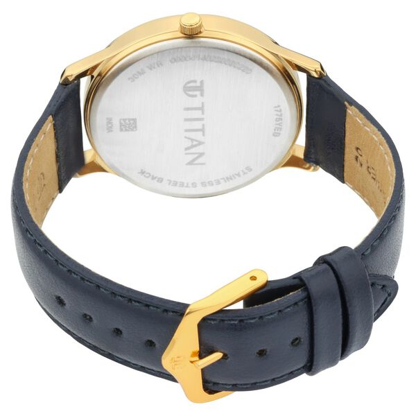 Titan Lagan Blue Dial Analog with Day and Date Leather Strap Watch for Men - image number 4