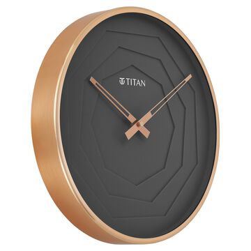 Titan Metallic Wall Clock with rose Gold Frame and Multi-layered Grey Dial 30 cm x 30 cm (Medium Size)