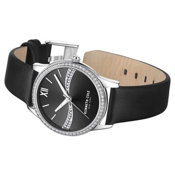Kenneth Cole Quartz Analog Black Dial Leather Strap Watch for Women