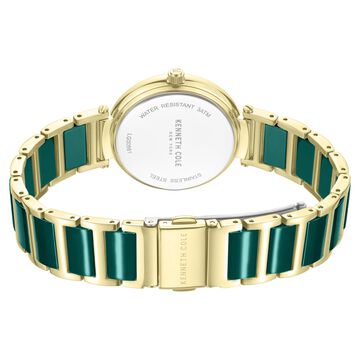 Kenneth Cole Quartz Analog Green Dial Golden Colour Ceramic Strap Watch For Women