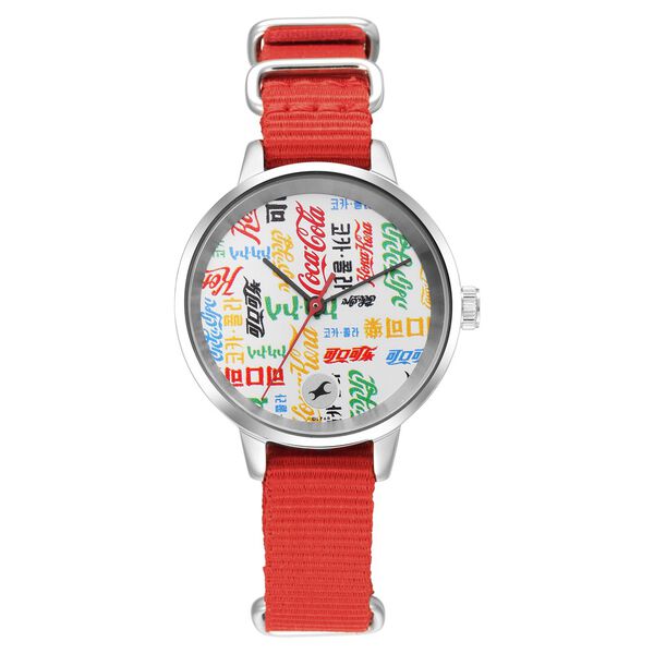 Fastrack Coca Cola Edition By Fastrack Quartz Analog Silver Dial Nylon Strap Watch for Girls - image number 2