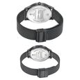 Sonata Modern Bandhan Quartz Analog Black Dial Black Stainless Steel Strap Watch For Couple - image number 4