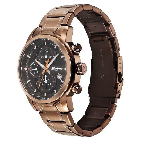 Titan Octane Primal Quartz Chronograph Brown Dial Brown Stainless Steel Strap Watch For Men - image number 2