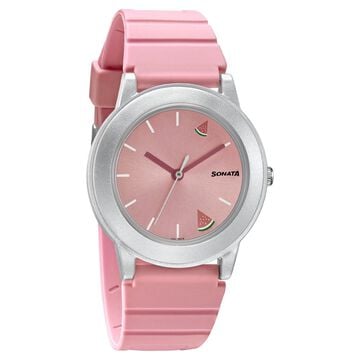 Sonata Play Pink Dial Women Watch With Plastic Strap