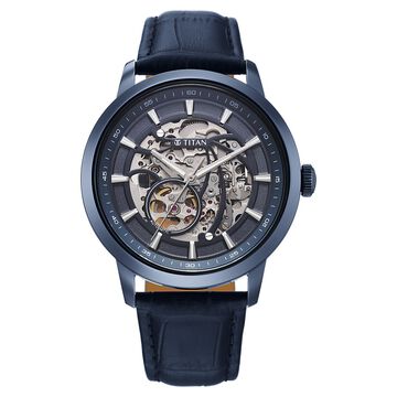 Titan Phoenix Skeletal Automatic Analog with Blue Leather Strap Watch for Men