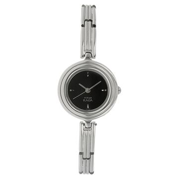 Titan Raga Black Dial Women Watch With Metal Strap