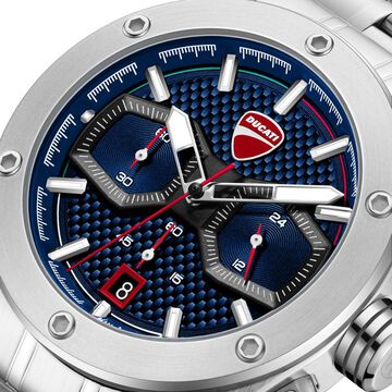 Ducati Quartz Chronograph Blue Dial Silver Stainless Steel Strap Watch For Men