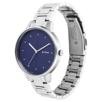 Titan Women's Precision Simplicity Watch: Blue Gradient Dial with Metal Strap