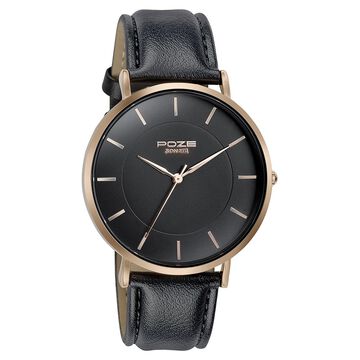 Sonata Poze Quartz Analog Black Round Dial Black Leather Strap Watch For Men