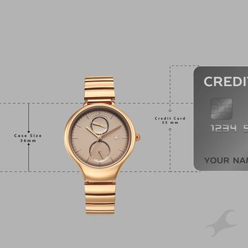 Fastrack Gelato rosegold multifunction metal strap watch with Caramel dial for Girls