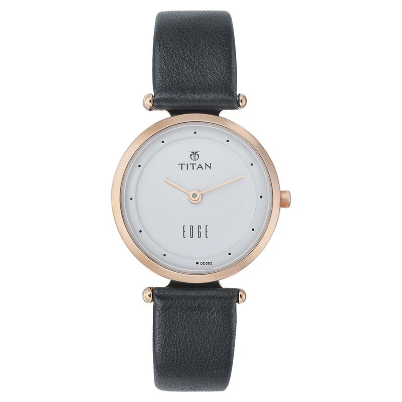 Titan Quartz Analog White Dial Leather Strap Watch for Women