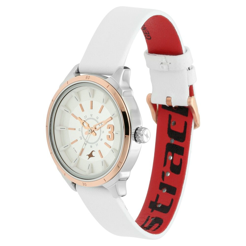 Buy Online Fastrack All Nighters Quartz Analog White Dial Leather